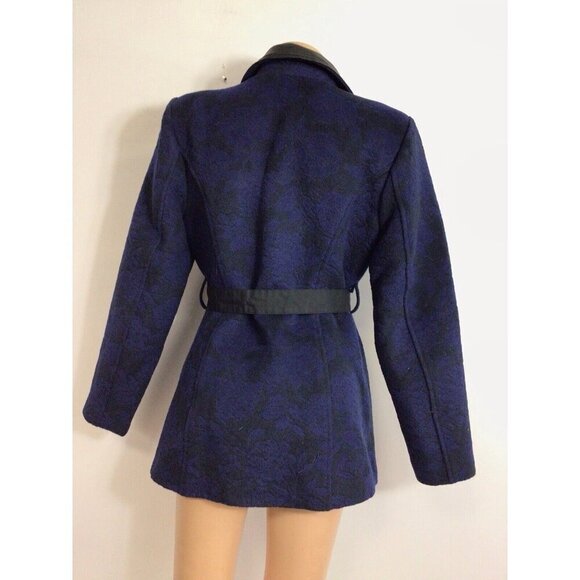 Motto Wool Coat Jacket Leather Trim Womens Small - Picture 8 of 11